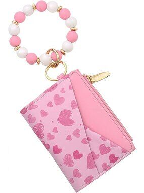 Stylish Silicone Beaded Wristlet Wallet for Women, Zipper Coin Purse & Card